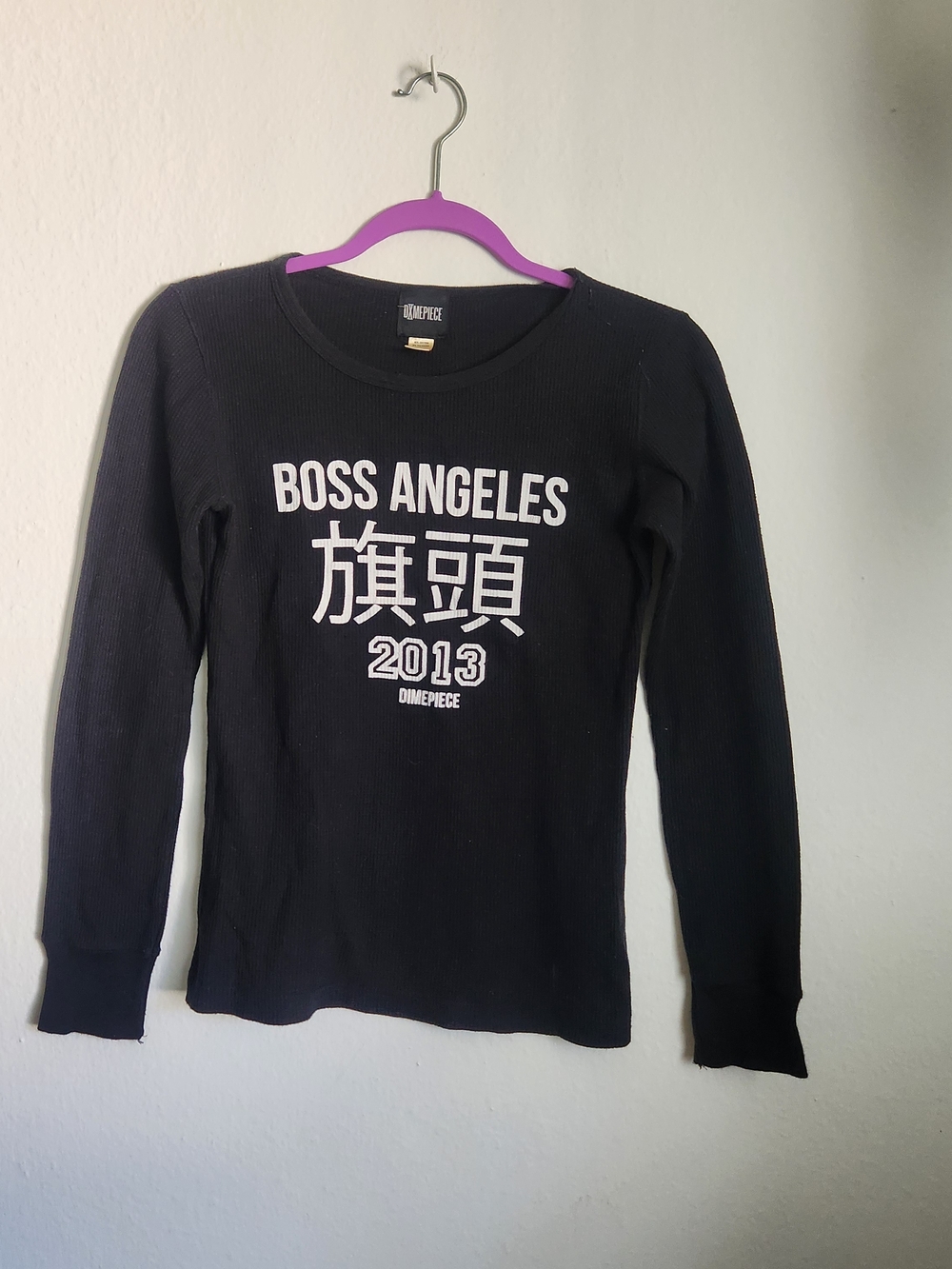 Dimepiece Black Ribbed Crewneck Long Sleeve Top